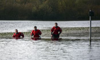 Police Divers at Duddingston Loch today. (Picture: Alan Simpson)