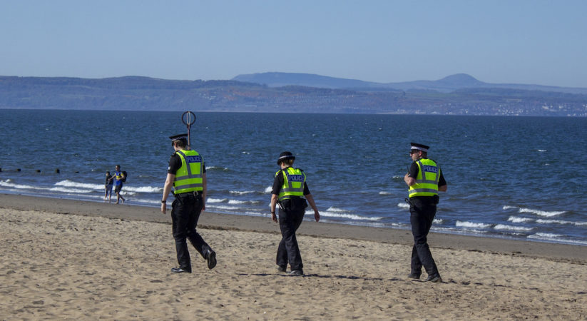 In Pictures: Police enforce lockdown at Portobello beach